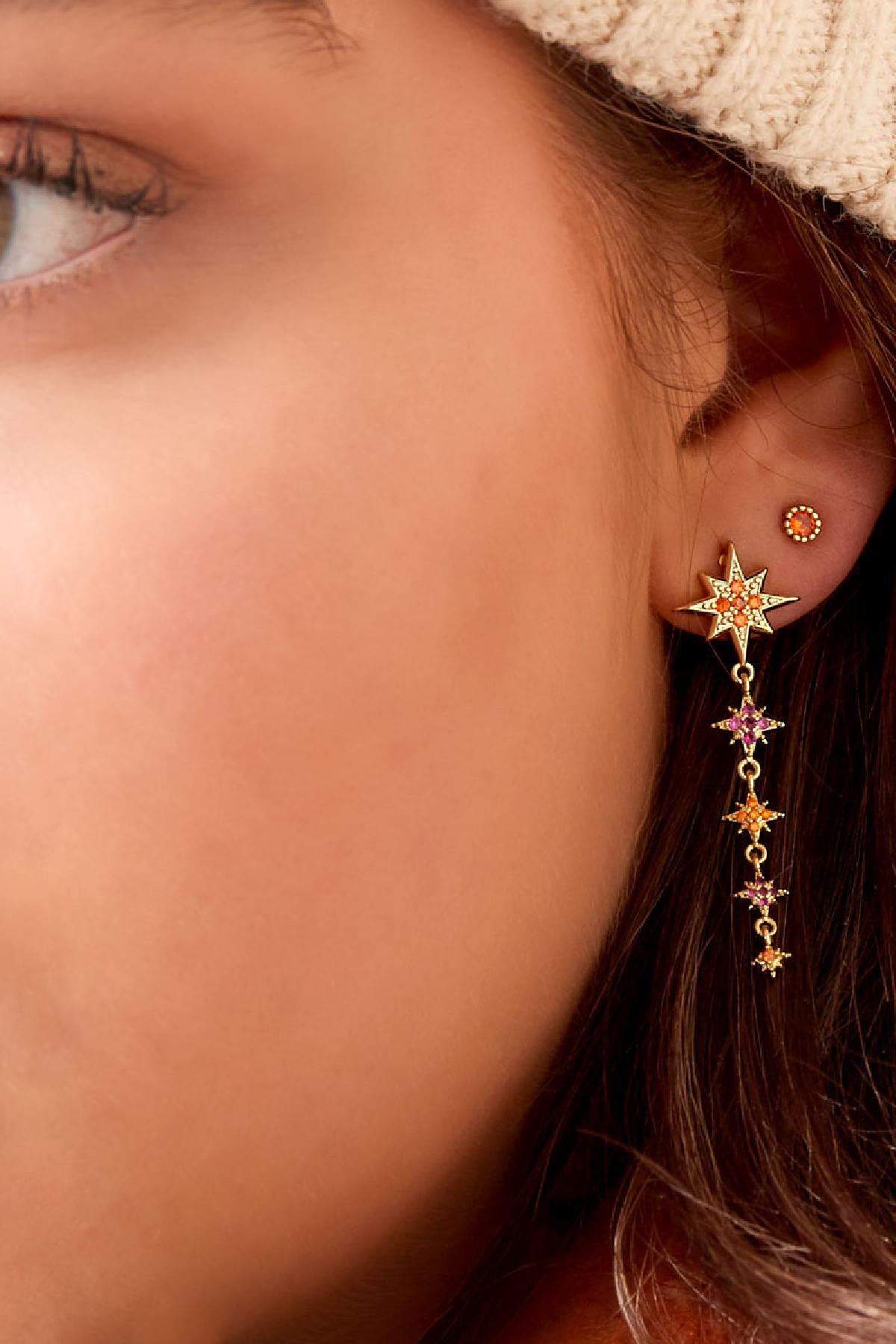 Kulak Çivileri Zirkon - Sparkle Koleksiyonu Gold Copper h5 Resim3